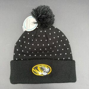 Top of the World Missouri Tigers Black White Heart Pom Beanie Women OS NWT